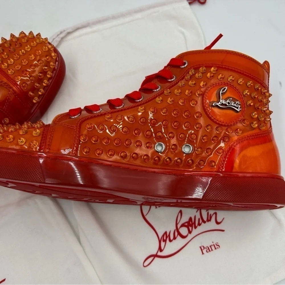 Men’s Christian Louboutin spike accent high top sneakers size 42 made in…